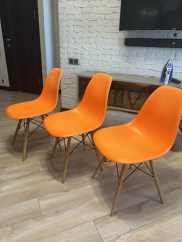 Набор из 3 дизайнерских стульев в стиле Eames DSW: - Яркие оранжевые