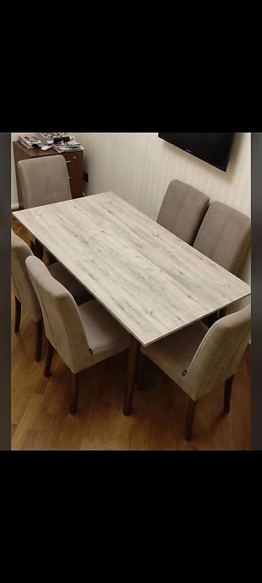 Qonaq otağı üçün, İşlənmiş, Dördbucaq masa, 6 stul