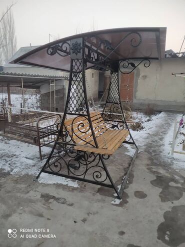 Садовые качели: Садовые качели Металл, Со спинкой, С крышей — 5