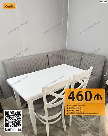 Ev və bağ: Məhsul: Mətbəx/künc dəsti – künc divan + masa + 2 ədəd stul — 1