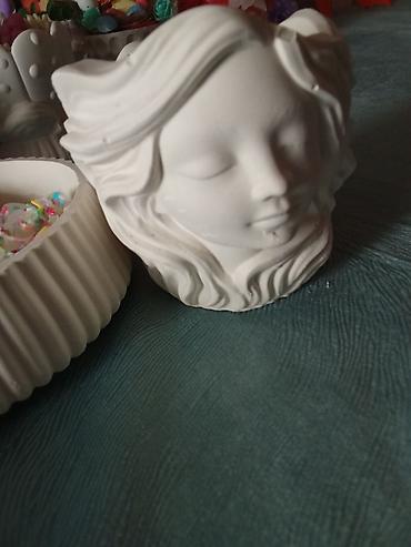 relaks: Dekorativne gipsane figure i saksije – ručni rad - Materijal: beli — 10