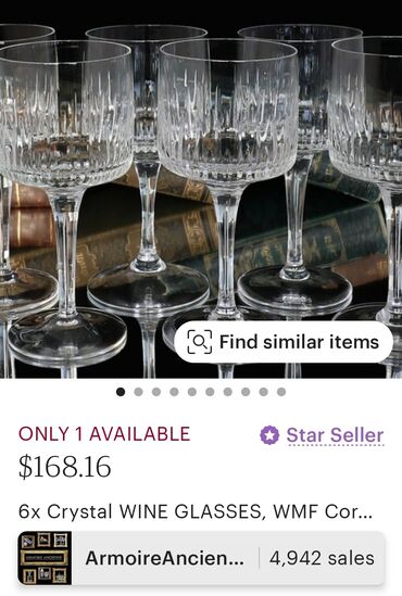 Čaše: Case nove kristal 60,70te za vino,rucni rad. Case komada 7 u ceni — 4