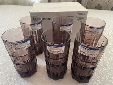 Çaydanlar və qəhvədanlar: Stəkanlar, rəng - Bənövşəyi, Şüşə, 6 ədədli dəst, 300 ml, Fransa