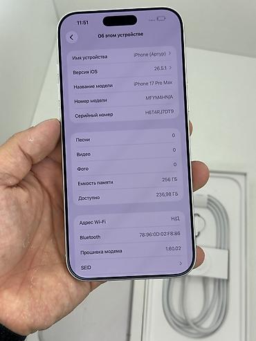 оригинальные аирподсы 1: IPhone 17 Pro Max, Новый, 256 ГБ, Серебристый, Коробка, 100 % — 7