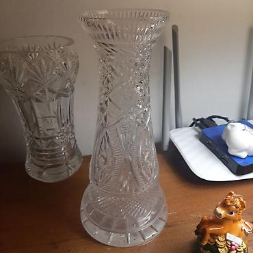 Вазы: Набор гранёных ваз из прозрачного хрусталя/стекла с глубоким алмазным — 9