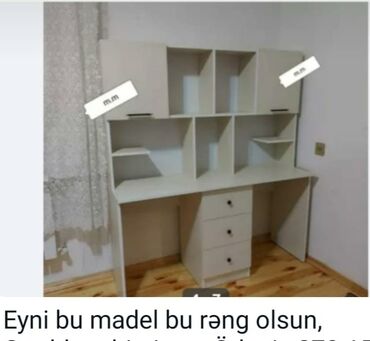 Sifarişlə yazı masaları: Dördbucaq masa, Stulsuz, Polkalı, Siyirməsiz, Türkiyə, Mat laminat — 23