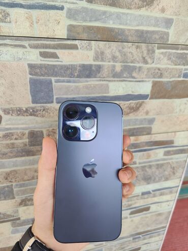 Apple iPhone: IPhone 14 Pro, 128 GB, Deep Purple, Zəmanət, Simsiz şarj, Face ID