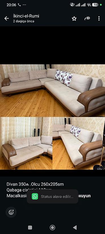 Divan 350₼ .Olcu 260x205sm Qabaga cixintisi 110sm Macalkasinda hec bir