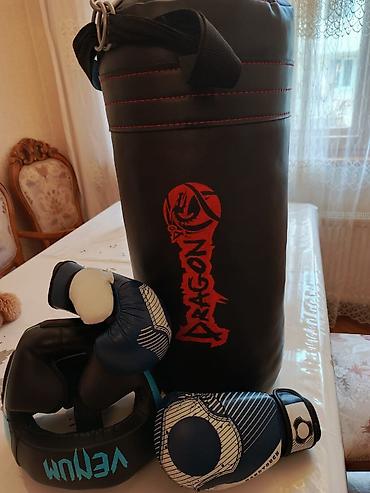 boks sekilleri: Boks/MMA üçün komplekt - Qum torbası: “DRAGON” loqolu, silindrik — 4
