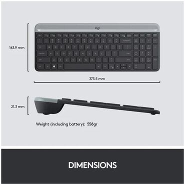 qwerty: Комплект клавиатура + мышь Logitech MK470 Slim, графитовый