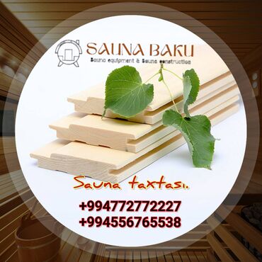 Qoruyucu plyonka və şüşələr: Sauna materiyalları, sauna taxtası, sauna üçün vaqonka, sauna üçün