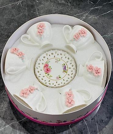 çay servis: Çay dəsti, rəng - Ağ, Farfor, 6 nəfərlik — 4