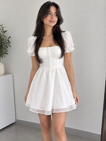 Ağ mini don – romantik və zərif dizayn - Rəng: təmiz ağ - Siluet