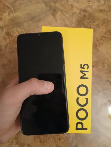 кнопочный телефон: Poco M5, 128 GB, rəng - Qara, Düyməli, Sensor, Barmaq izi