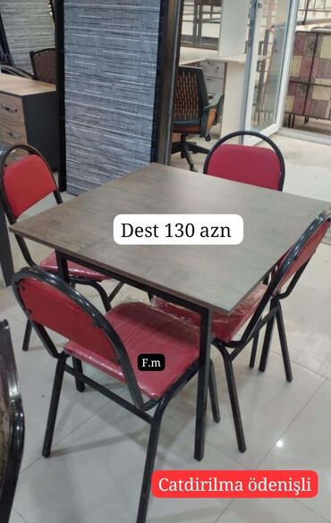 Çarpayılar: Yeni, Dördbucaq masa, 4 stul, Açılmayan, Stullar ilə