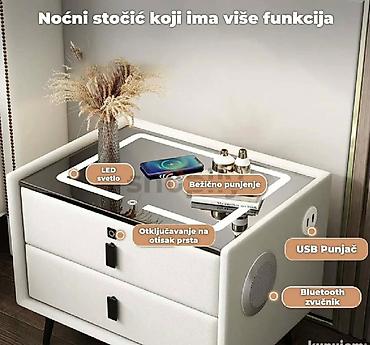 ormari yisk: Pametni noćni ormarić sa bežičnim punjenjem i LED osvetljenjem – bela — 4