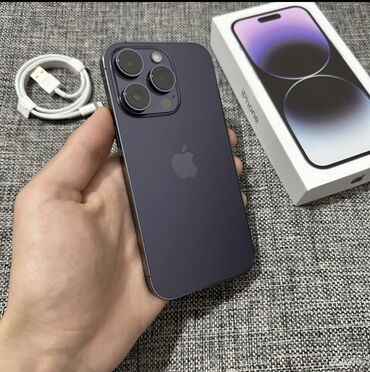 Apple iPhone: IPhone 14 Pro Max, Б/у, 128 ГБ, Deep Purple, Наушники, Зарядное устройство, Защитное стекло, 89 %