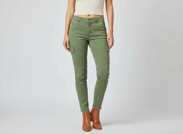 jeans cargo: Denim Co, Spodnie materiałowe damskie, rozmiar M