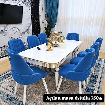 Açılan masa və 6 stul dəsti - Dəst: 1 ədəd açılan (uzanan) yemək
