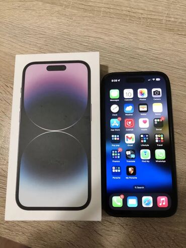 стекло заднего вида: IPhone 14 Pro, Б/у, 256 ГБ, Deep Purple, Коробка, 85 %