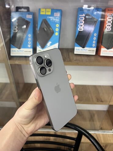 Apple iPhone: IPhone 15 Pro Max, 256 ГБ, Natural Titanium, Защитное стекло, Чехол, Коробка, 87 %