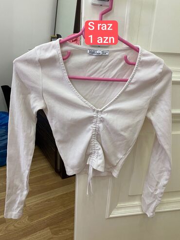 Futbolka və maykalar: Qadın köynək/top dəsti 1) Zara lilac rəngli qısa top - V şəkilli — 15