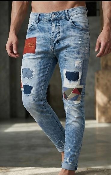 Farmerke: Muške skinny/fitted farmerke sa izraženim “acid wash” efektom i — 1