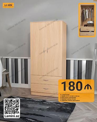 Ev üçün mebel: İki qapılı geyim dolabı - Ölçülər: Dərinlik 47 sm × Hündürlük 200 sm — 1
