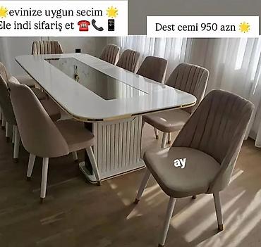 ev üçün stol: Yemək otağı üçün masa-stul dəsti - Dəst: iri ölçülü düzbucaqlı yemək — 1