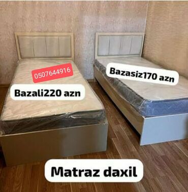 Çarpayılar: Yeni, Təknəfərlik çarpayı, Bazalı, Matras ilə, Siyirməsiz, Azərbaycan — 2