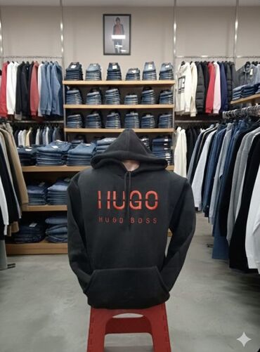 Duksevi: Duks, 2XL, L, M, Hugo Boss, bоја - Crna, Sa kapuljačom — 1