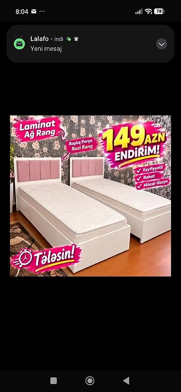 paneli: Laminat ağ rəngdə tək nəfərlik çarpayı - Başlıq hissəsi rozi (çəhrayı) — 1
