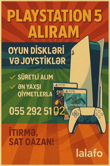 ipan mini 5: PlayStation 5 oyun diskləri və joystikləri alıram. Sürətli alış və ən