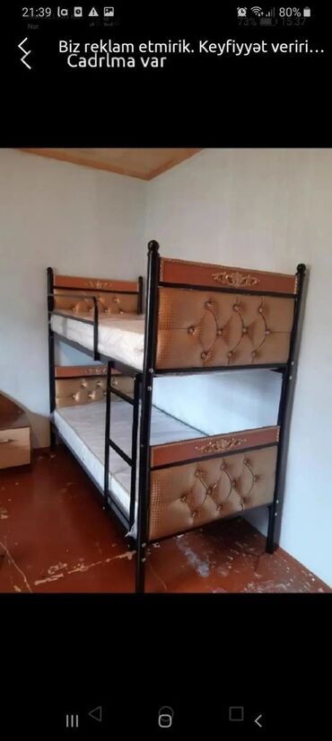 İkimərtəbəli uşaq çarpayıları: Oğlan və qız üçün, Yeni, Çarpayı, Matras ilə, Siyirməsiz — 4