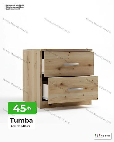 Tumba – 40×50×40 sm ölçülərdə - Material: 18 mm laminat - 2 ədəd geniş