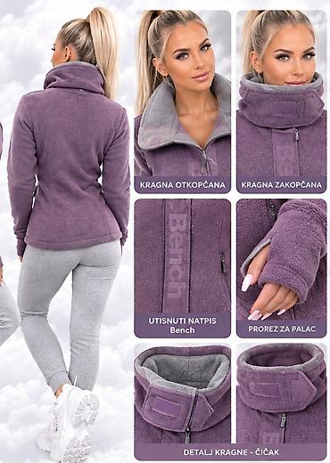 tech fleece ženski: Ženska fleece jakna duks Bench – ljubičasta - Topao, mekan fleece — 1