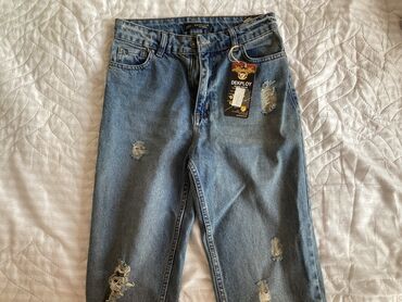 seksi geyimler: Jeans qadinlar üçün,high waist,rengi göründüyü kimi,razmeri 34-36(34