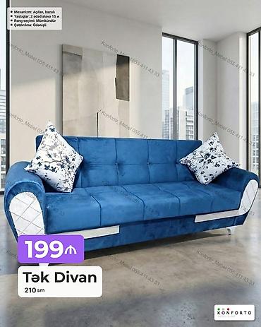 divan örtükləri: Tək Divan – 210 sm - Mexanizm: açılan, bazalı (yataq funksiyalı, alt — 1