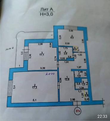flat osh: 2 комнаты, 56 м², Цум Индивидуалка, 15 этаж, Старый ремонт — 2