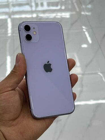 Apple iPhone: IPhone 11, Б/у, 128 ГБ, Deep Purple, Зарядное устройство, Защитное стекло, Чехол