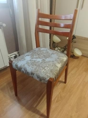 masa metal: Taxta karkaslı, yumşaq oturacaqlı stul 5 ədəd - Material: cilalanmış — 1