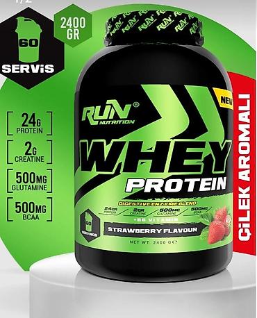 İdman və hobbi: RUN Nutrition Whey Protein – 2400 qram • 60 servis • Dadlar: Çiyələk — 1