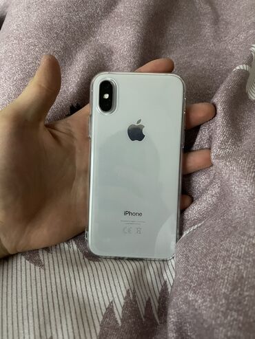 Apple iPhone: IPhone X, Б/у, 64 ГБ, Защитное стекло, Чехол, 100 %