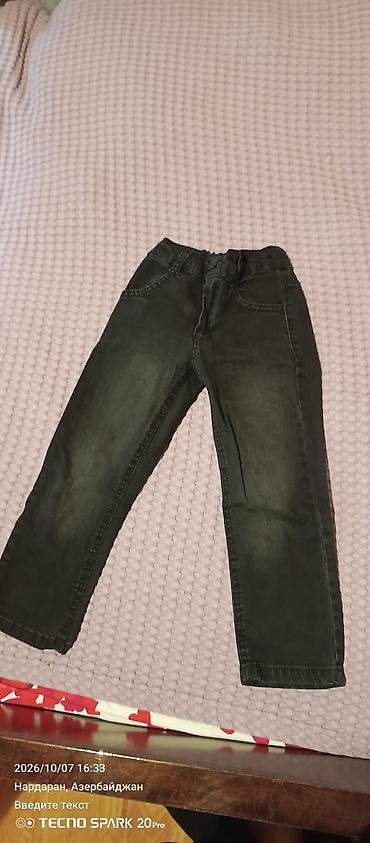 idman sort: Uşaq şalvarı – tünd yaşıl/qara rəngdə jeans (denim) material. - Model — 1