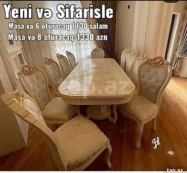 stul və stol: Oval masa, Qonaq otağı üçün, 6 nəfər, Açılmayan — 1