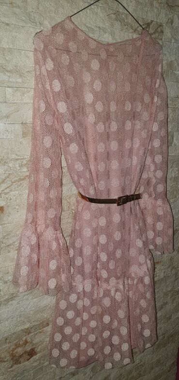 haljina sa čipkom: M (EU 38), color - Pink, Other style, Long sleeves