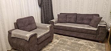Divan və kreslo dəstləri: Qonaq otağı dəsti – divan və kreslo - Rəng: tünd boz/boz qarışıq — 2
