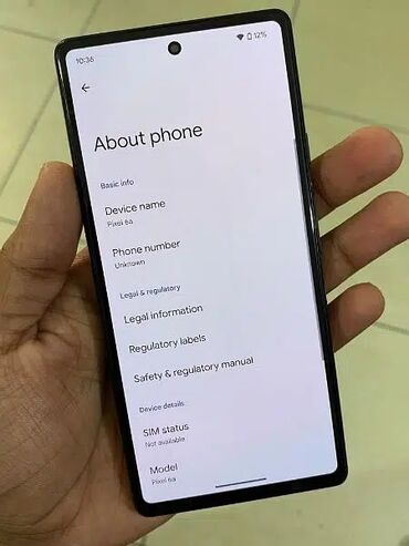 номер симка: Google Pixel 6A, Б/у, 128 ГБ, цвет - Серый, 1 SIM, eSIM