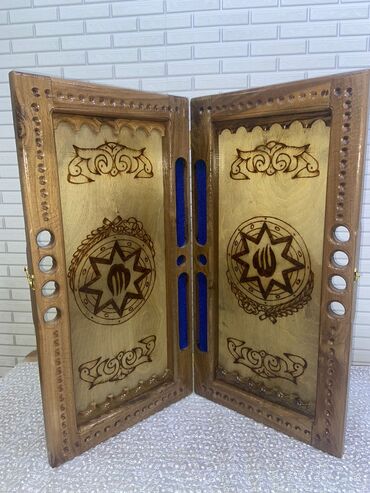 Nərdlər: Əl işləri oymalı taxta nərd-taxta dəsti - Material: tam ağac (taxta) — 10