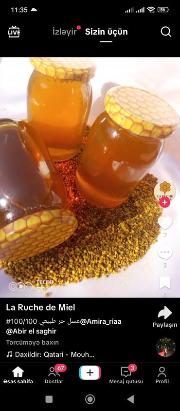 Bal: Təbii arı balı – şüşə bankalarda Məhsul təsviri: - Qızılı-çəhrayı — 10